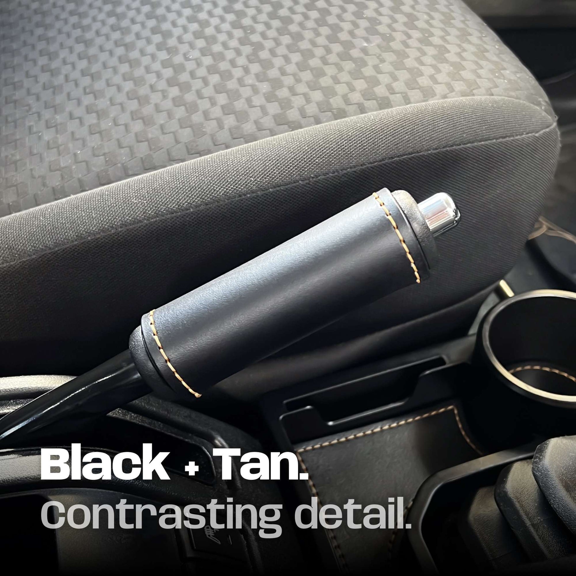 Black and tan contrasting stitch