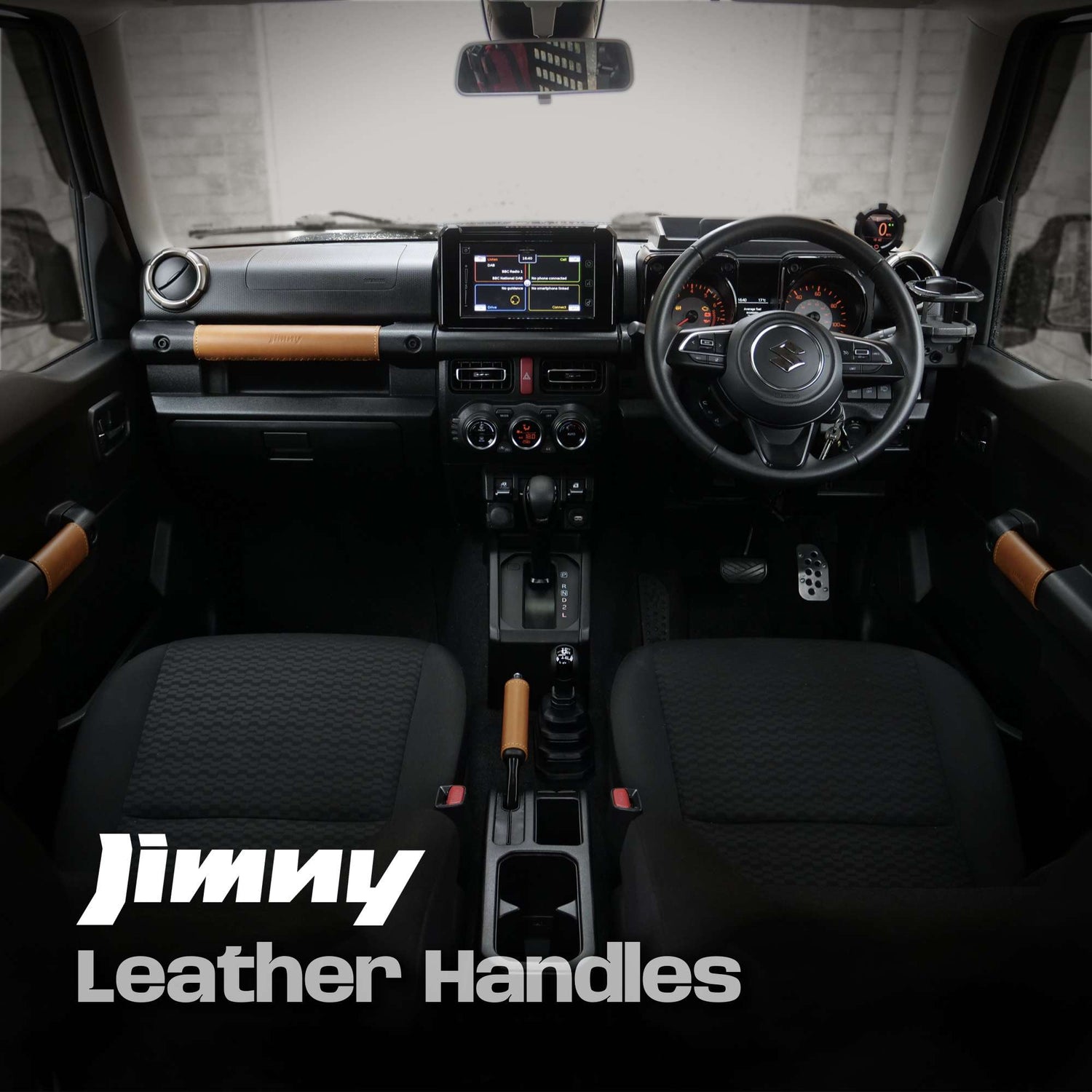 Car interior with Jimny Leather Handles