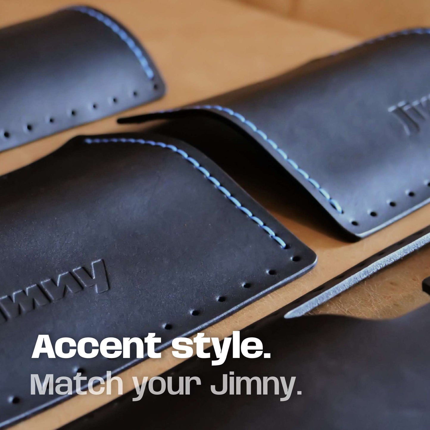 Suzuki Jimny Leather Handle Set for Doors, Grab Handle & Handbrake