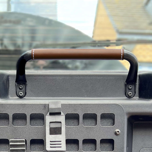 Defender Safari Rear Door Grab Handle Leather Cover - Walnut