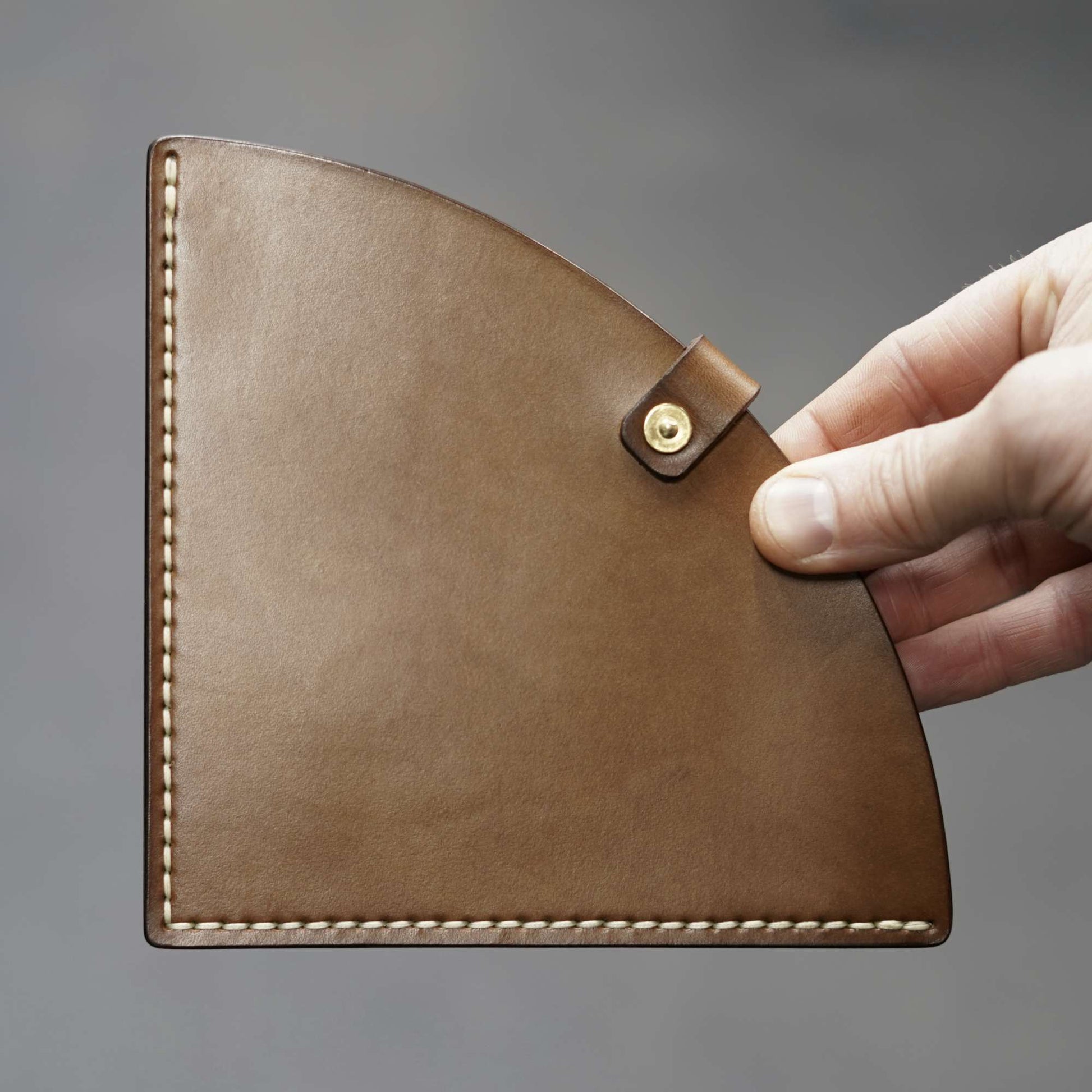 Leather Coffee Filter Pouch - Walnut with cream stitching