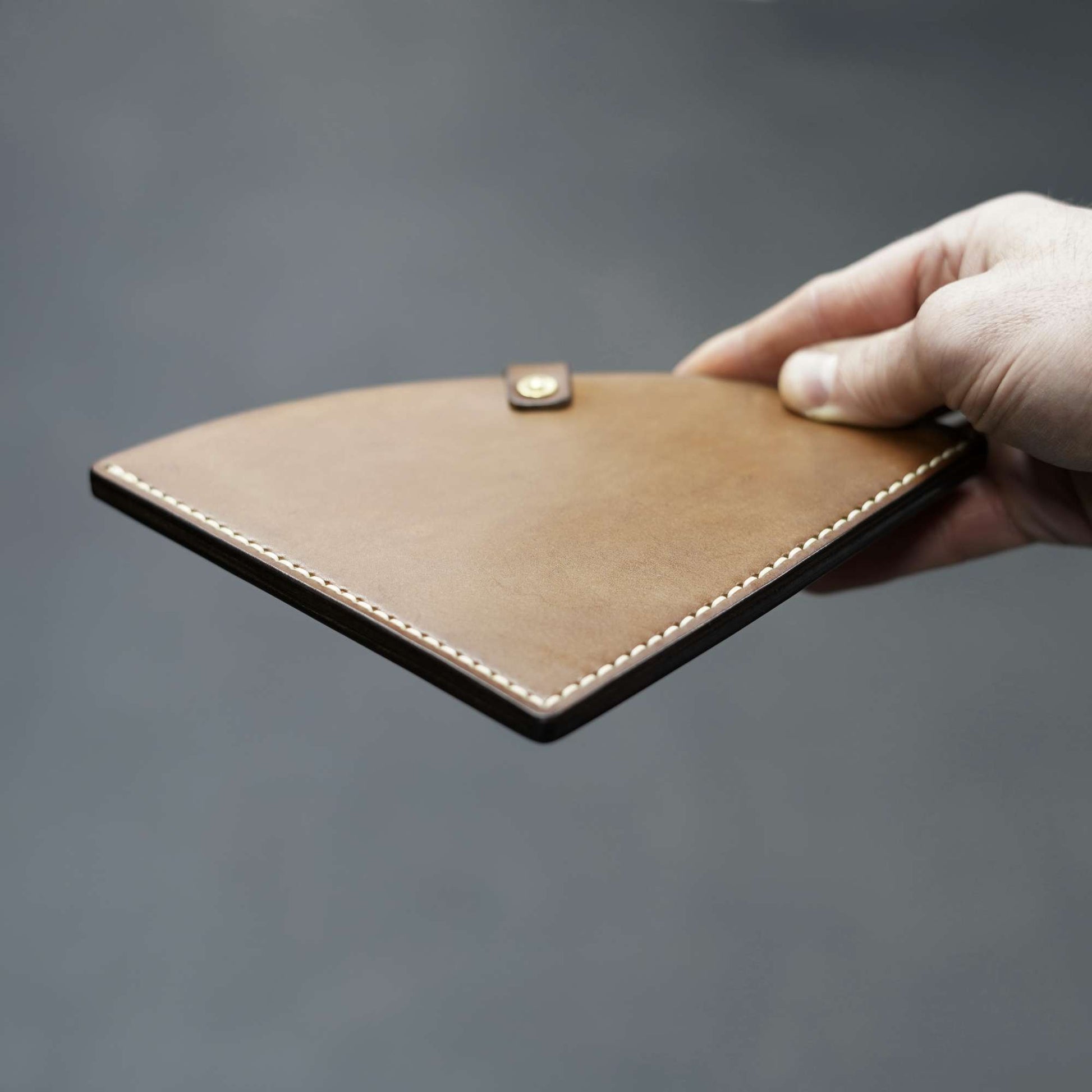 Leather Coffee Filter Pouch - Walnut with cream stitching