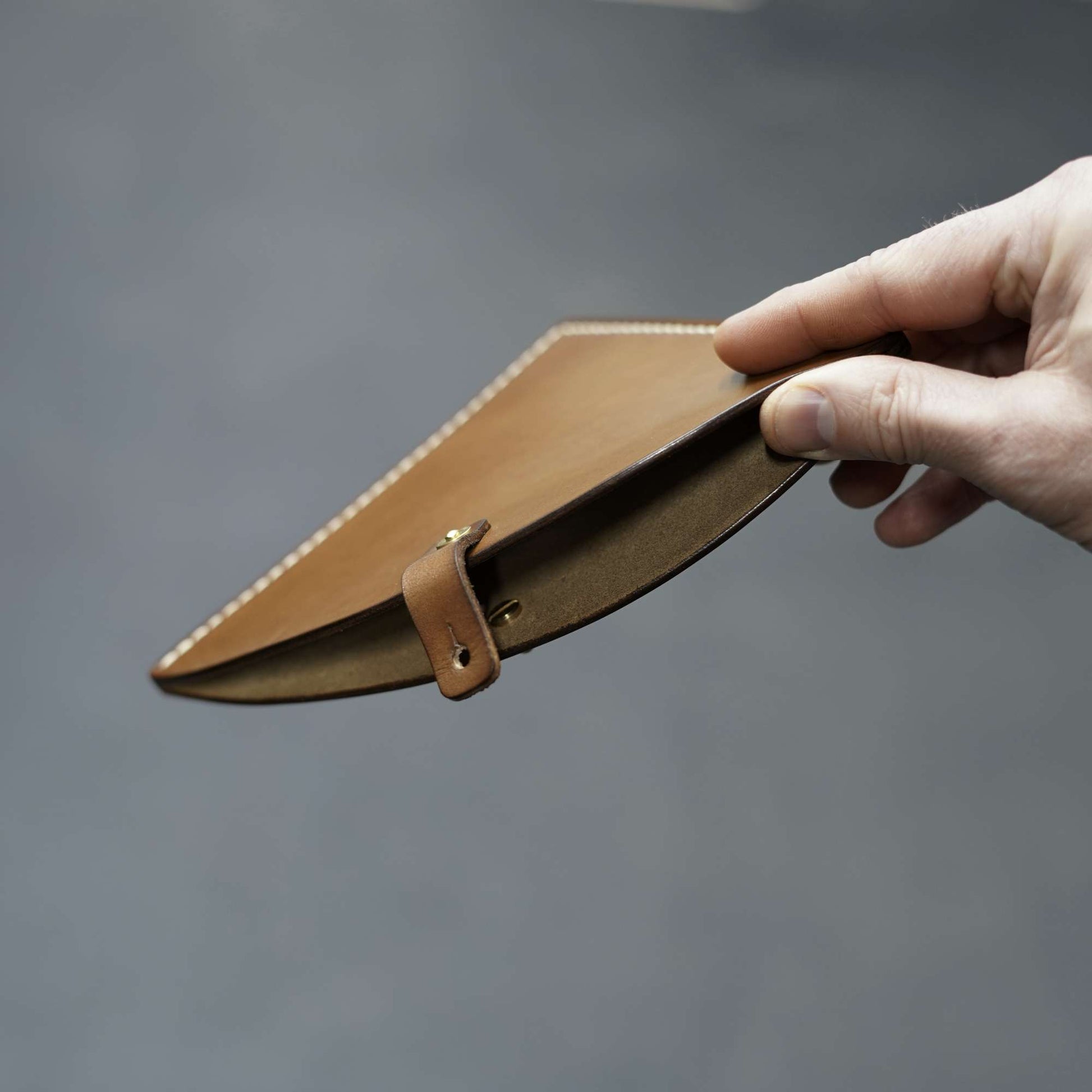 Leather Coffee Filter Pouch - Walnut with cream stitching