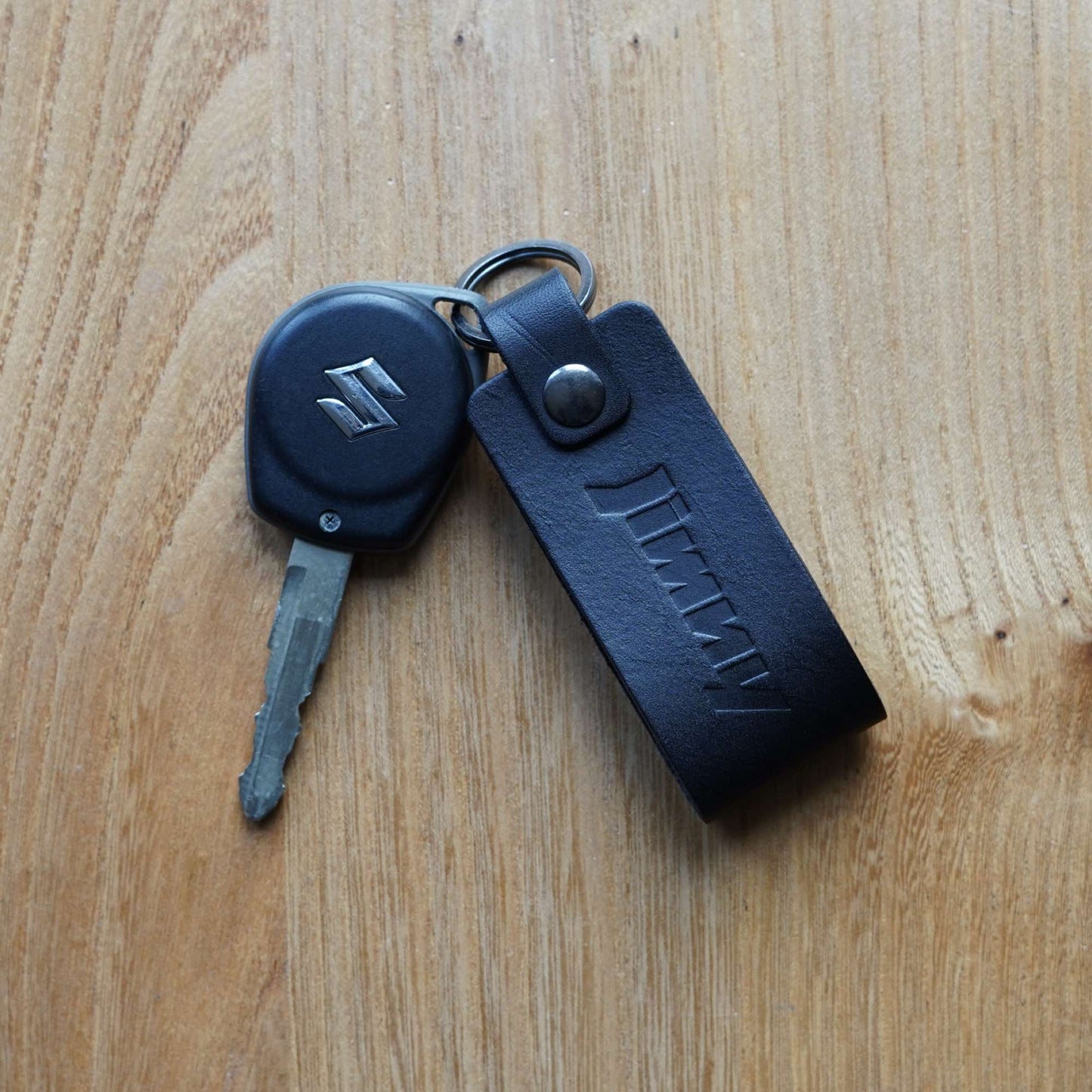 Suzuki Jimny Leather Key Ring - Black