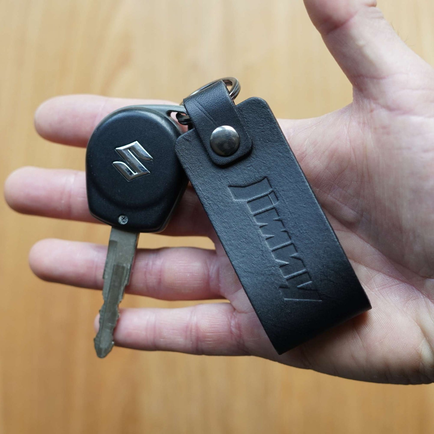 Suzuki Jimny Leather Key Ring - Black