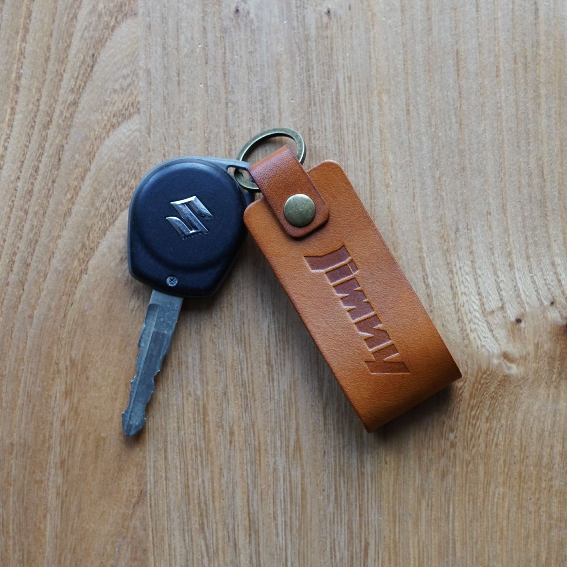 Suzuki Jimny Leather Key Ring - Tan