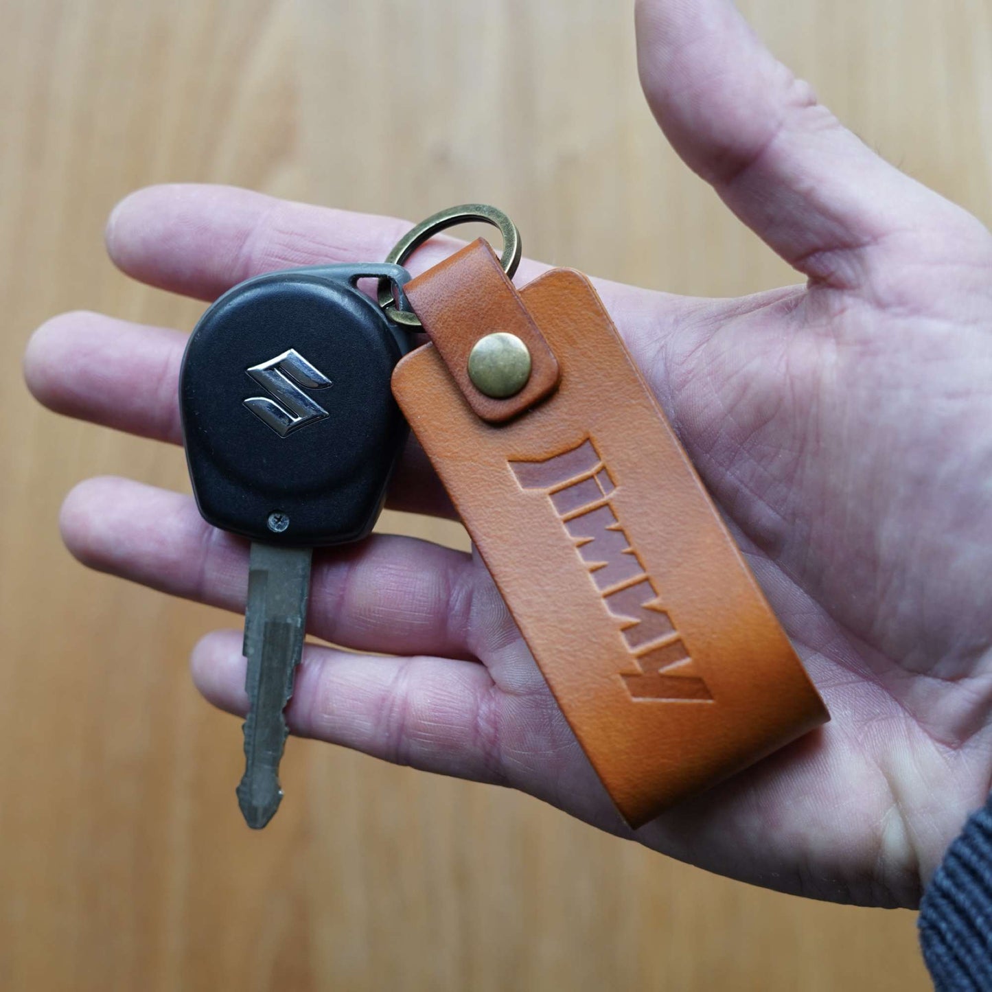 Suzuki Jimny Leather Key Ring - Tan