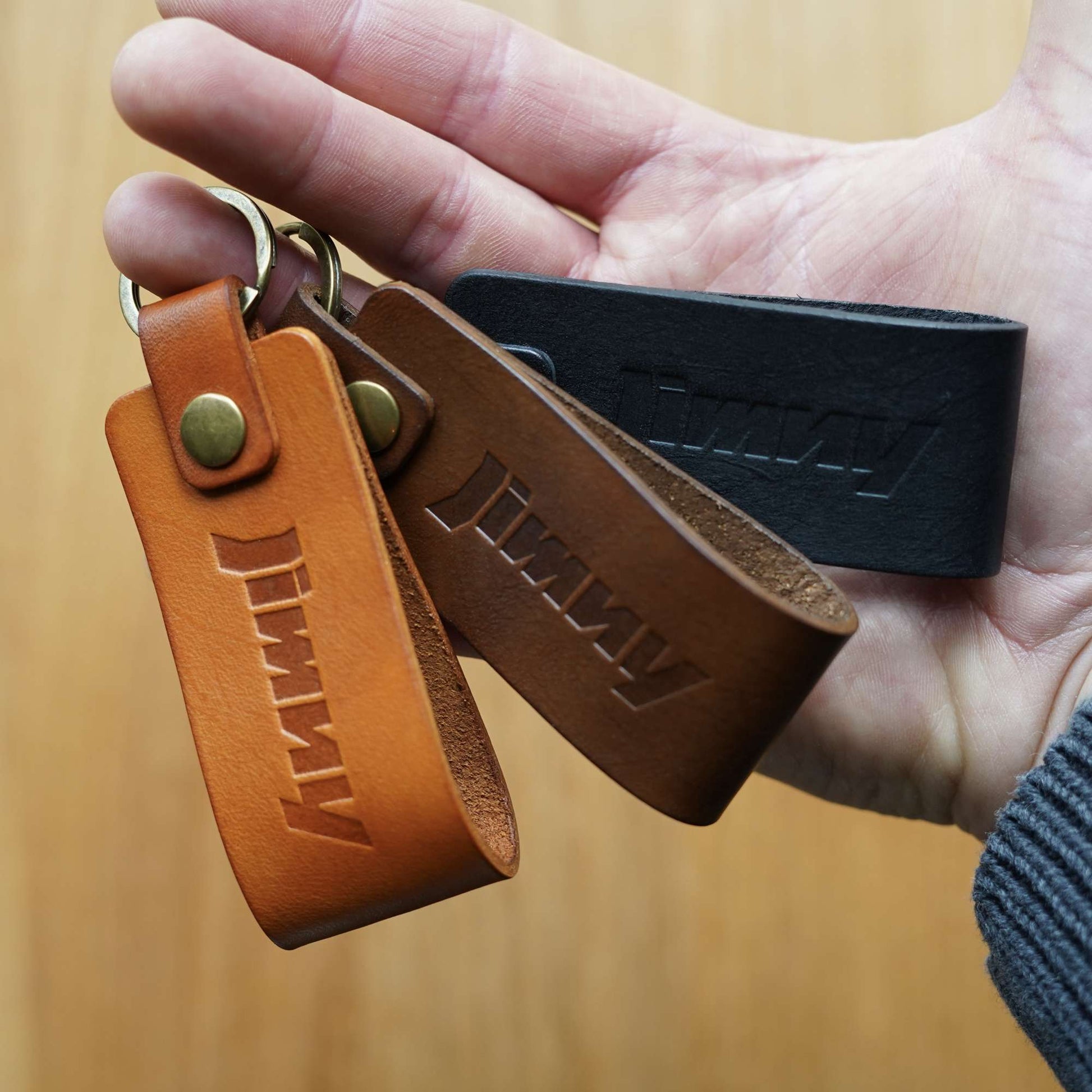 Suzuki Jimny Leather Key Rings - Tan, Walnut & Black